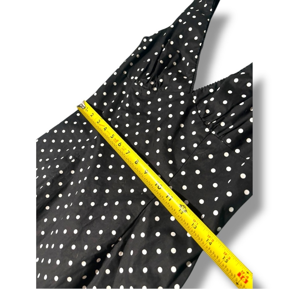 Forever 21 Black and White Polka Dot V-Neck Mini Fitted Sleeve/Backless Dress - Picture 10 of 15